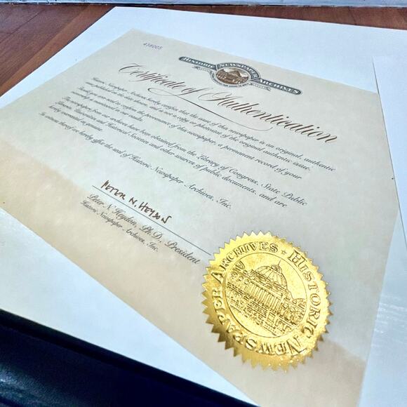 Vintage March 10, 1941 New York Times Newspaper WWII Era Collectible Certificate - Picture 4 of 16